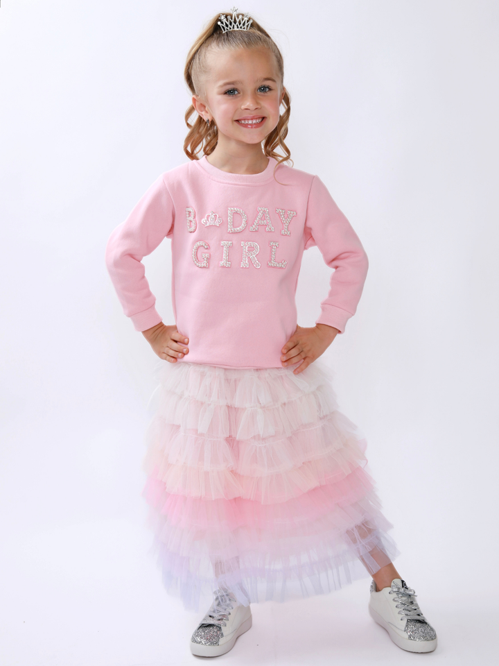 Birthday Girl Princess Pearl Embellished Sweatshirt Mia Belle Girls