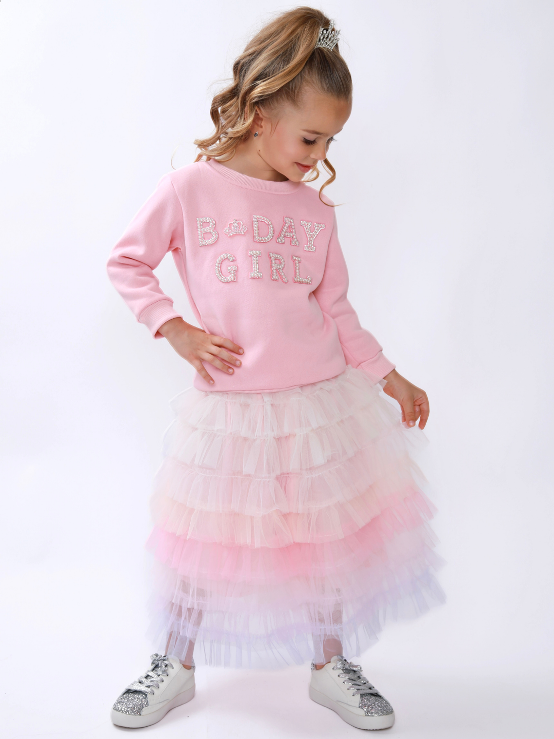 Birthday Girl Princess Pearl Embellished Sweatshirt Mia Belle Girls
