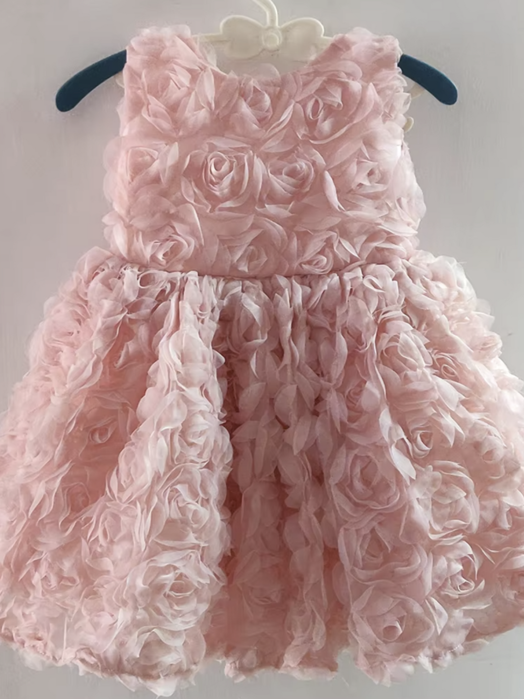 Blush Pink Rosette Bow Party Dress