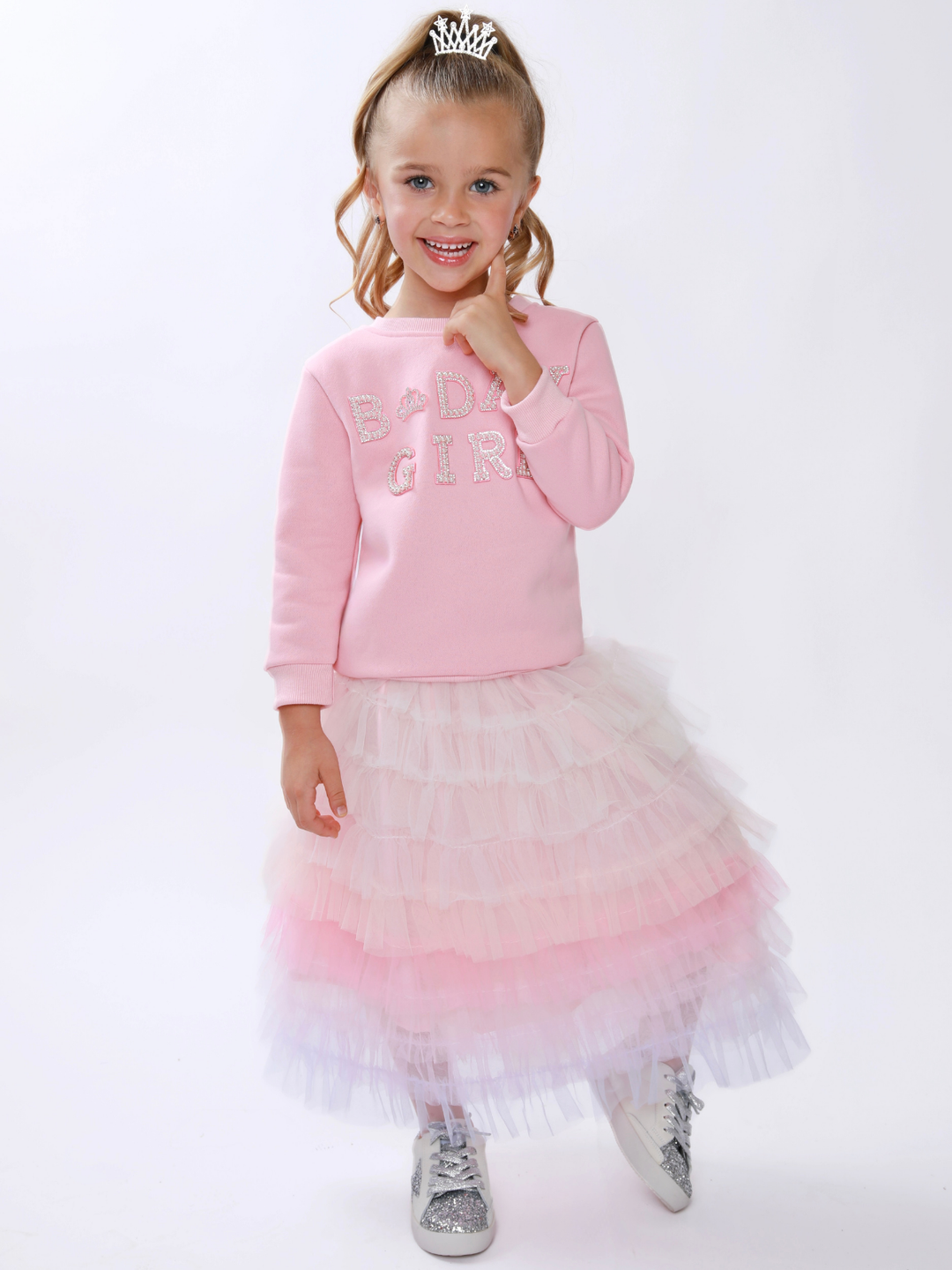 Birthday Girl Princess Pearl Embellished Sweatshirt Mia Belle Girls