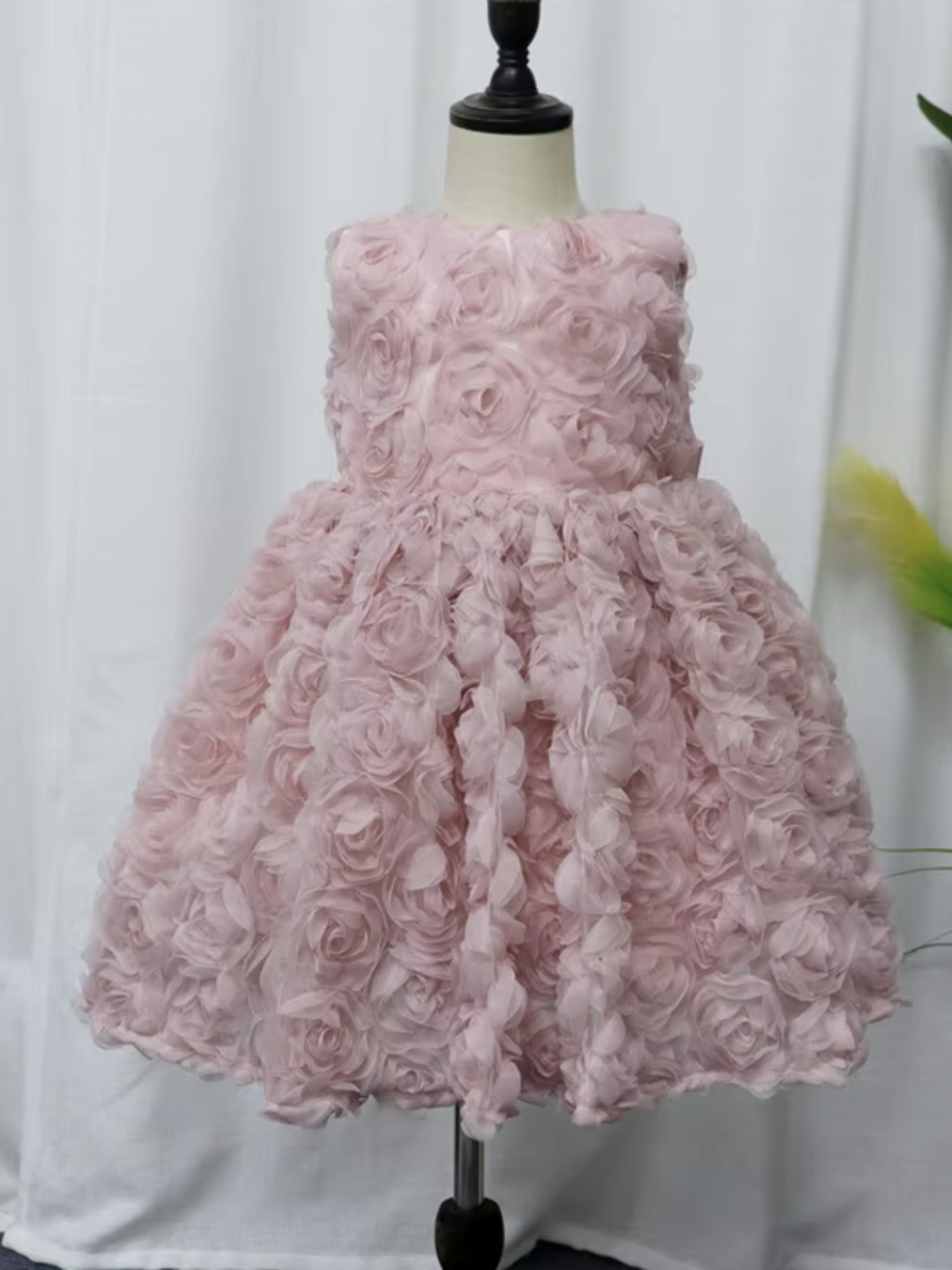 Blush Pink Rosette Bow Party Dress