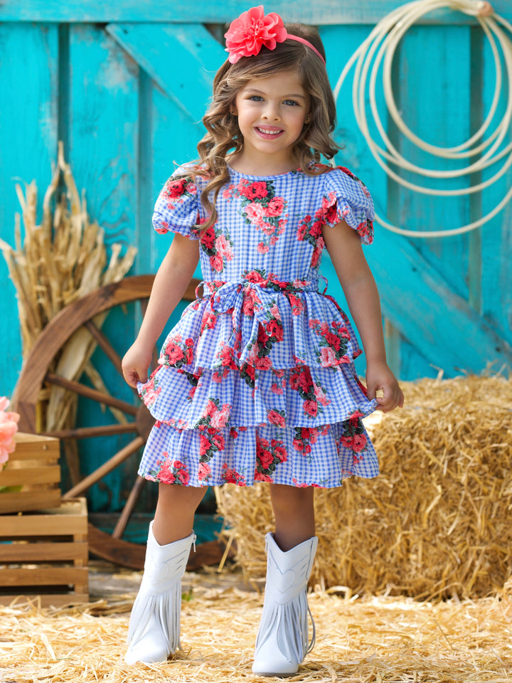 Bluebell Gingham Floral Casual Dress