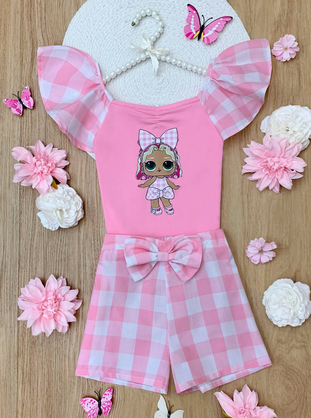 L.O.L. SURPRISE! x Mia Belle Girls Cheery Cherry Plaid Short Set