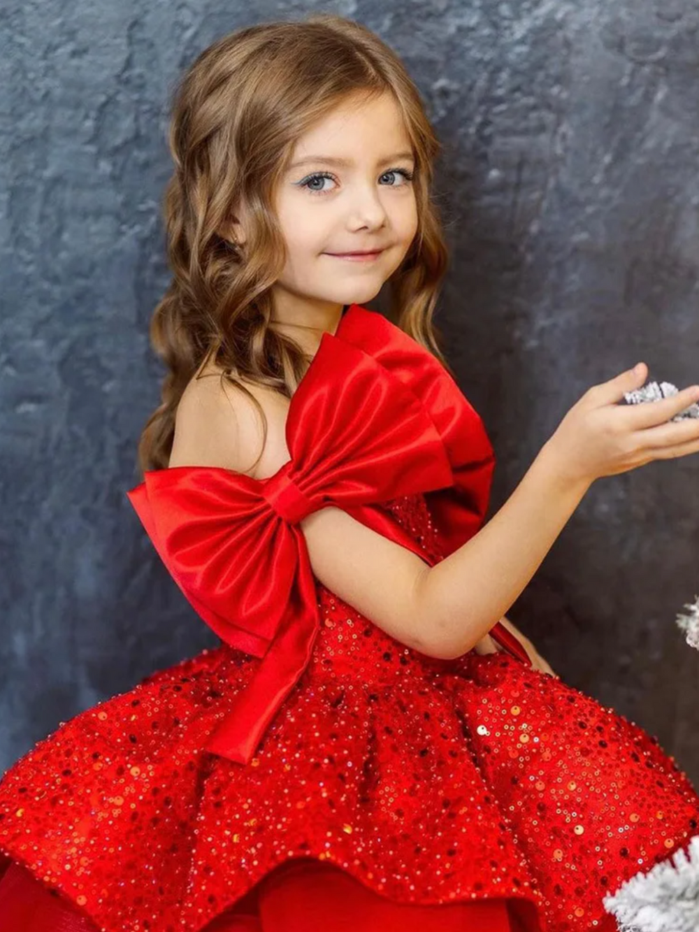 Sequin Princess Festive Holiday Gown with Double Bows Mia Belle Girls