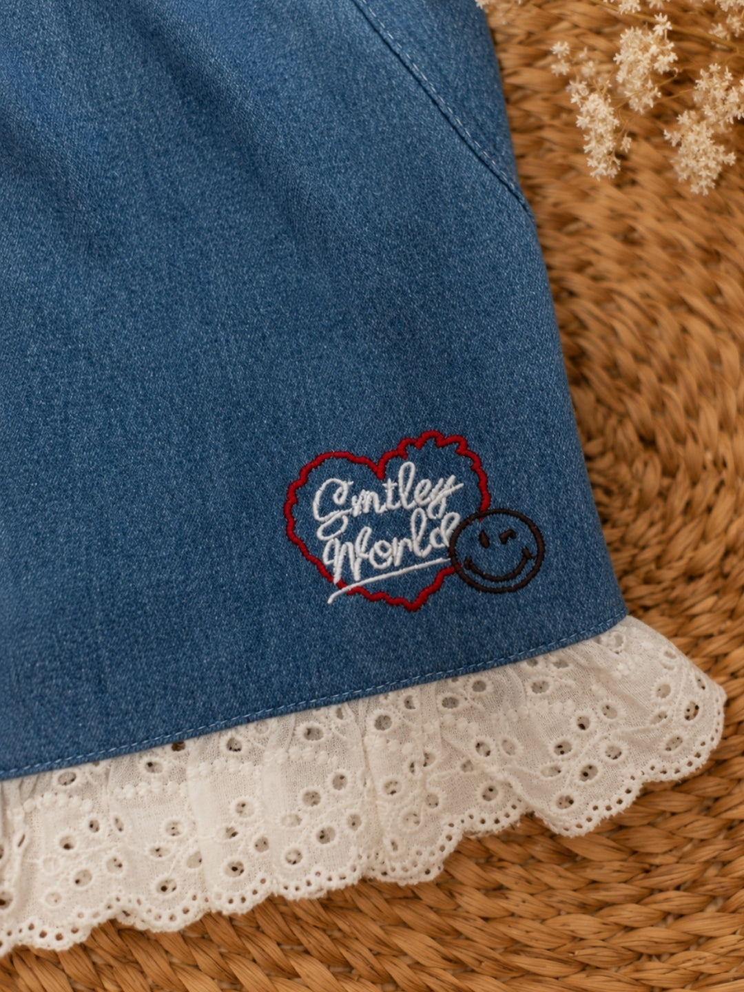SmileyWorld Denim Bow Ruffle Short Set