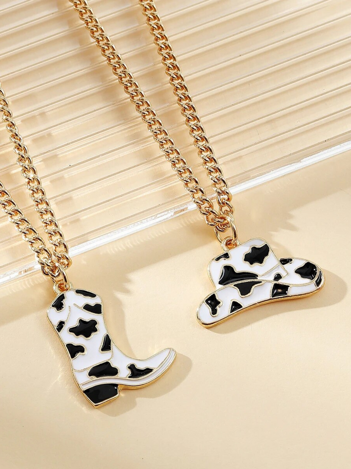 Cowgirl Boot And Hat Necklace Set | Mia Belle Girls Accessories