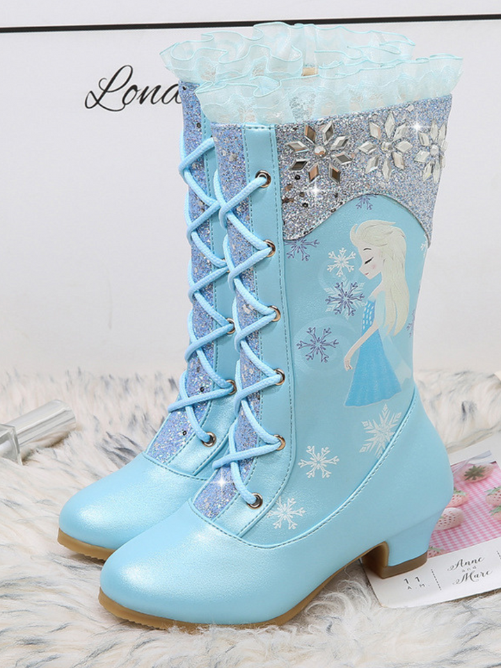 Snow Princess Ruffle Trim Sparkly Boots By Liv and Mia Mia Belle Girls