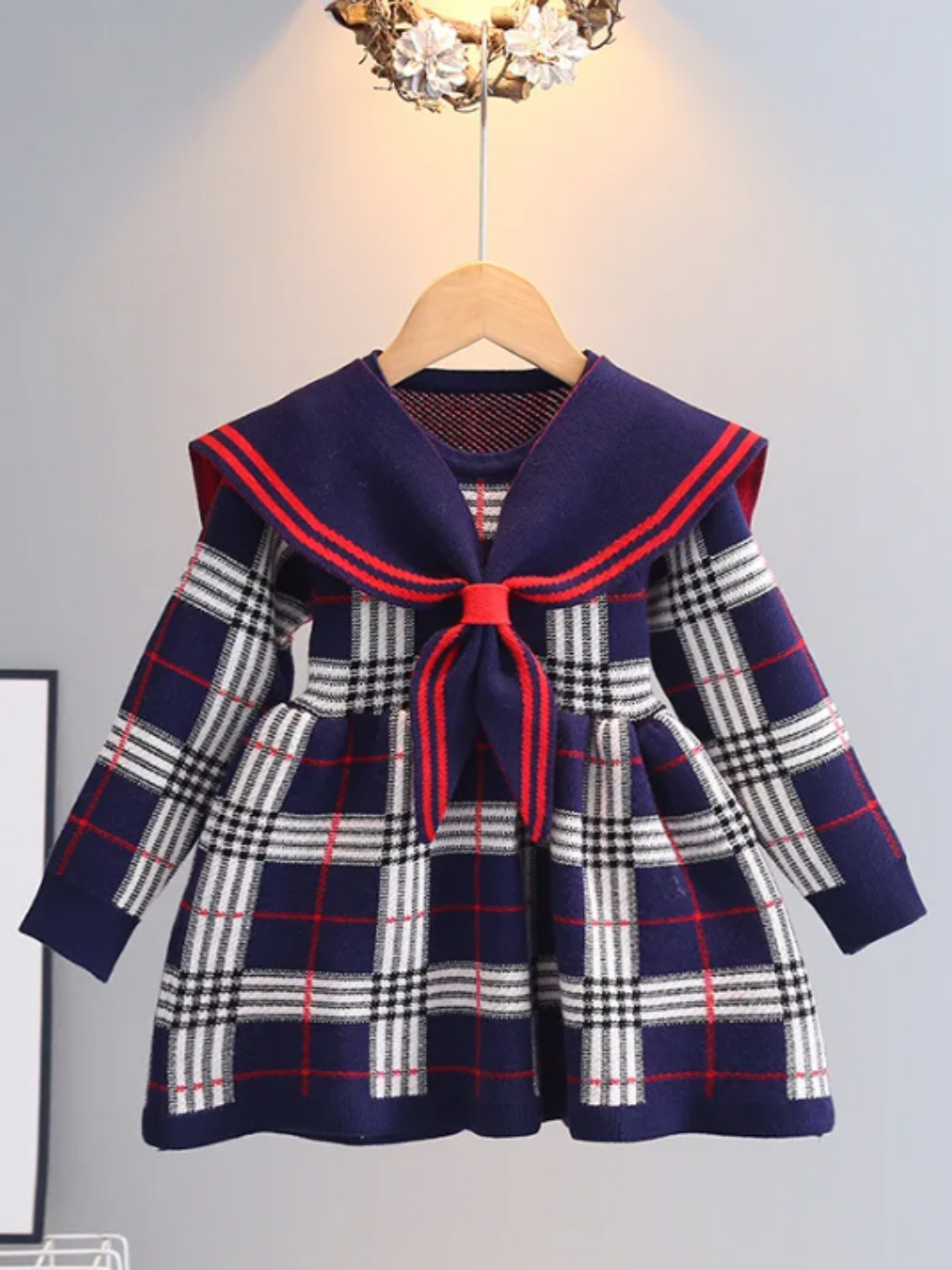 Adorable Plaid Sailor Collar Dress Mia Belle Girls