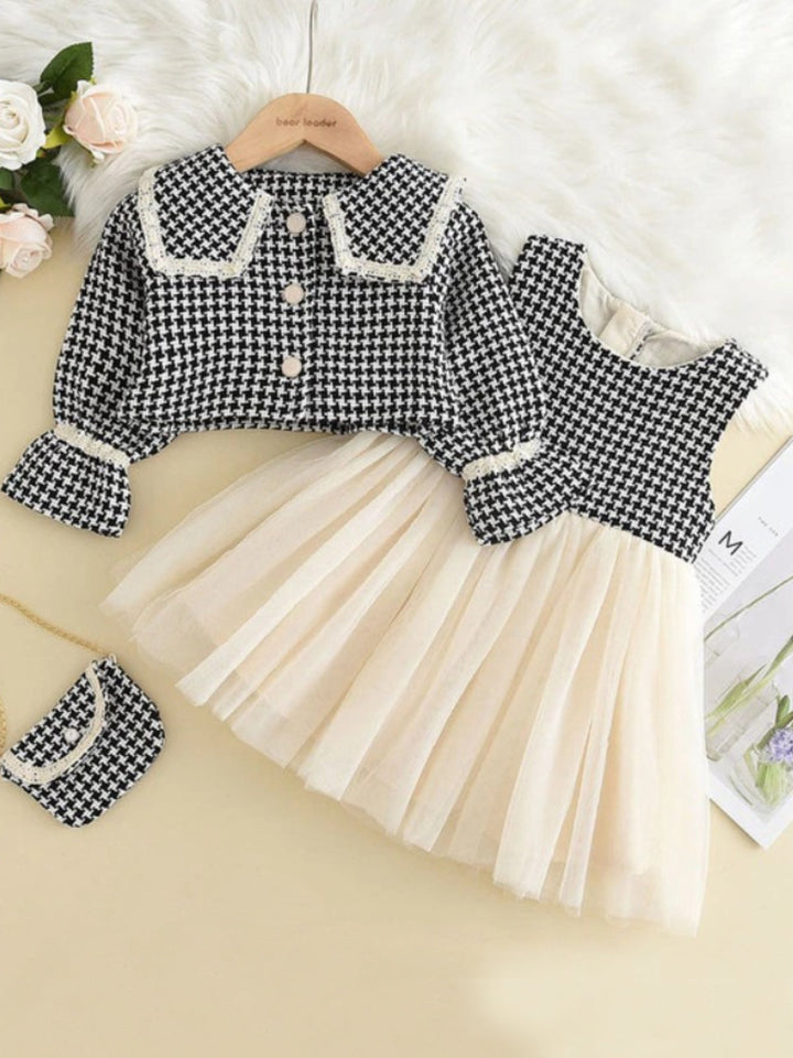 Preppy Chic Sets | Houndstooth Blazer & Dress Set | Mia Belle Girls
