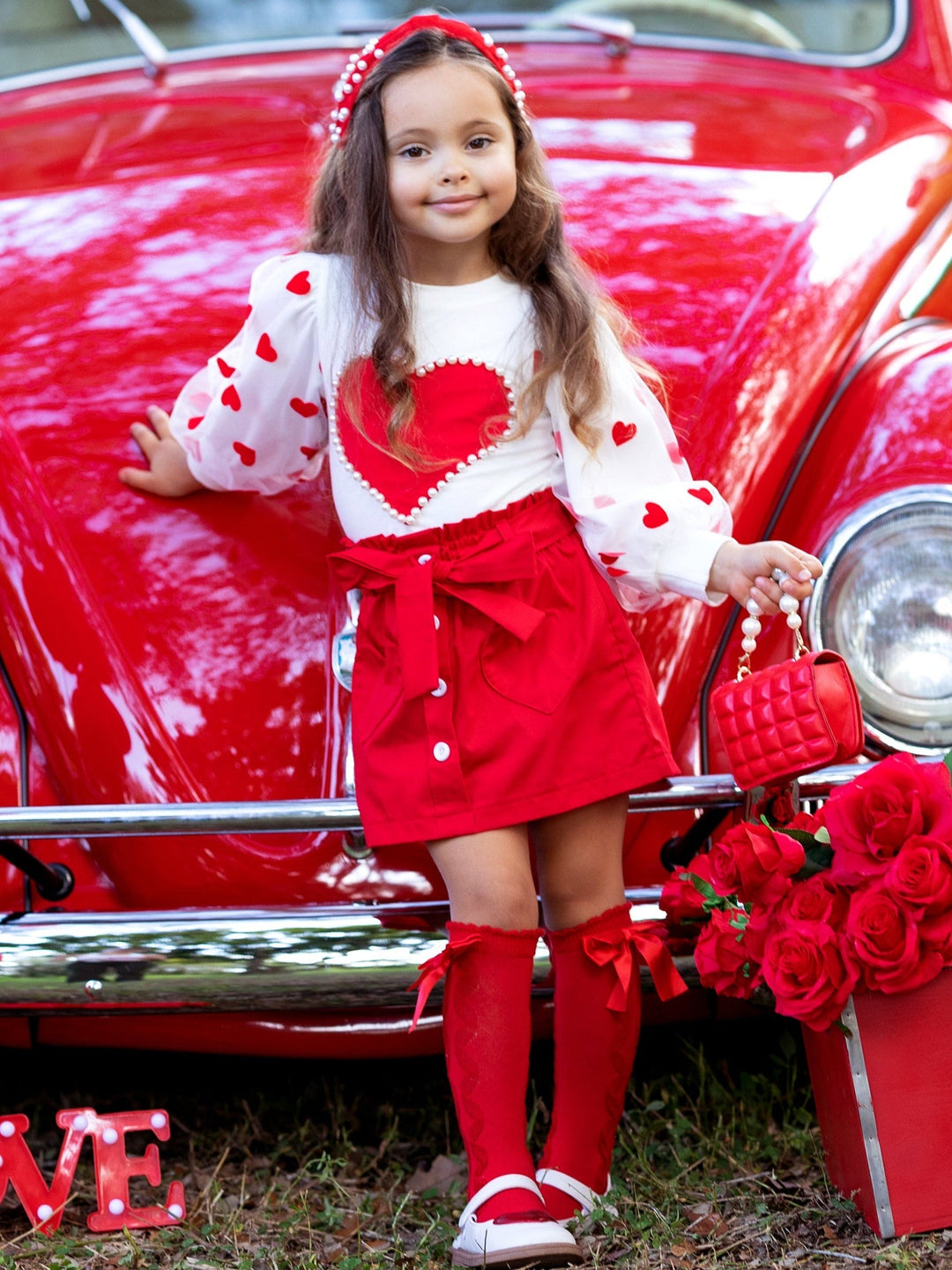 So Loved Tulle Sleeve Top and Skirt Set Mia Belle Girls
