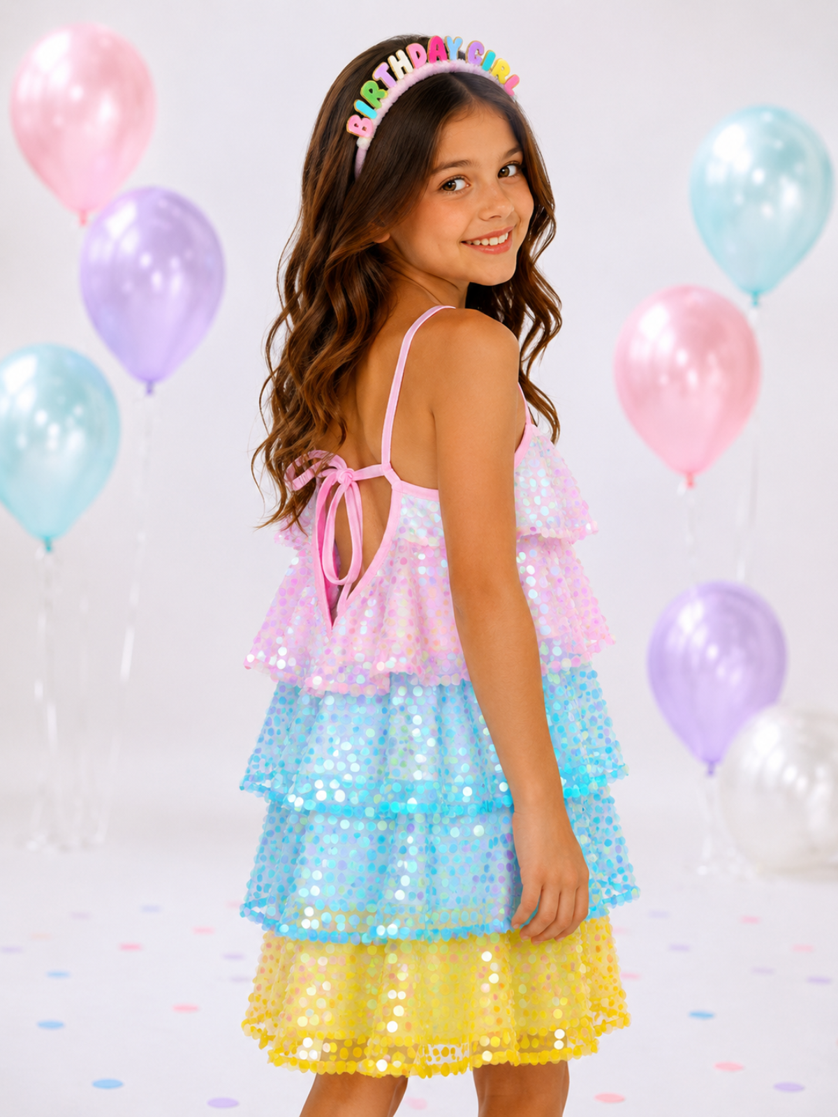 rainbow party dress Girls Mermaid Sequin Birthday Brandy Melville Colleen Floral Made by premium crepe Brass & Roe The Tamara Maxi Dress Color:White / Green Floral