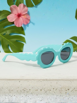 Aqua Sunny Petals Retro Sunglasses