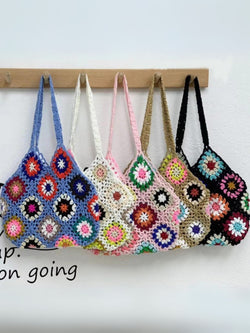 Bohemian Crochet Knitted Tote Bag