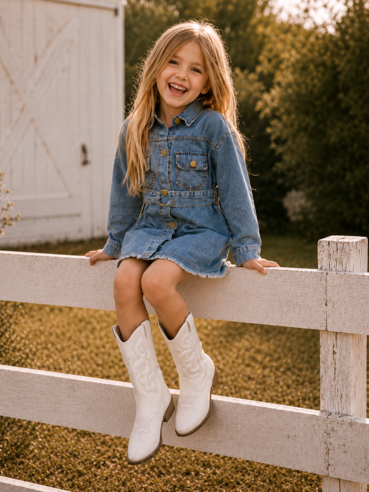 A Day In The Sun Belted Denim Dress