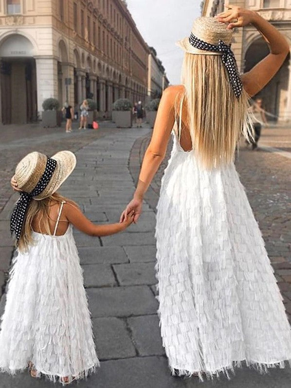 Mommy and Me Matching Angels White Maxi Dress White / 3T
