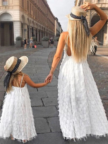 mommy and me white dresses Mommy and Me Matching Angels White Maxi Dress White / 3T
