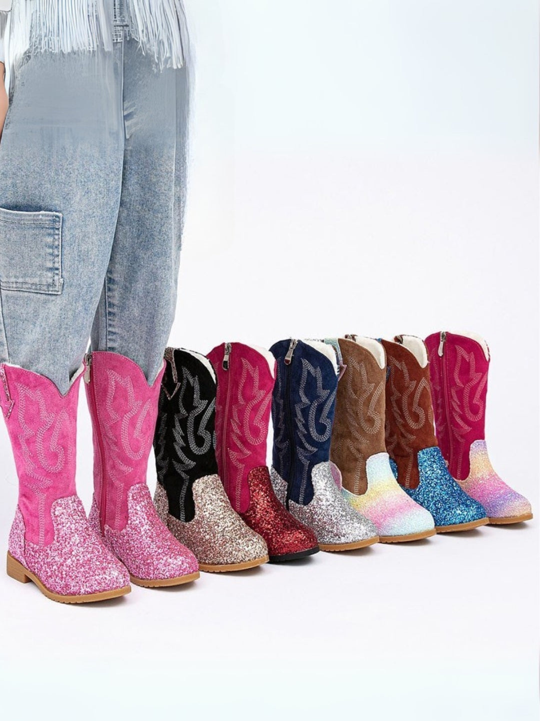 Western Mid-Calf Sparkle Cowgirl Boots