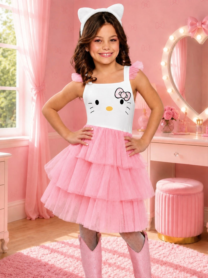 Sweet Kitty Embroidered Halloween Costume Dress