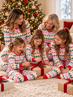 Family Matching Colorful Christmas Fair Isle 2-Piece Pajama Set