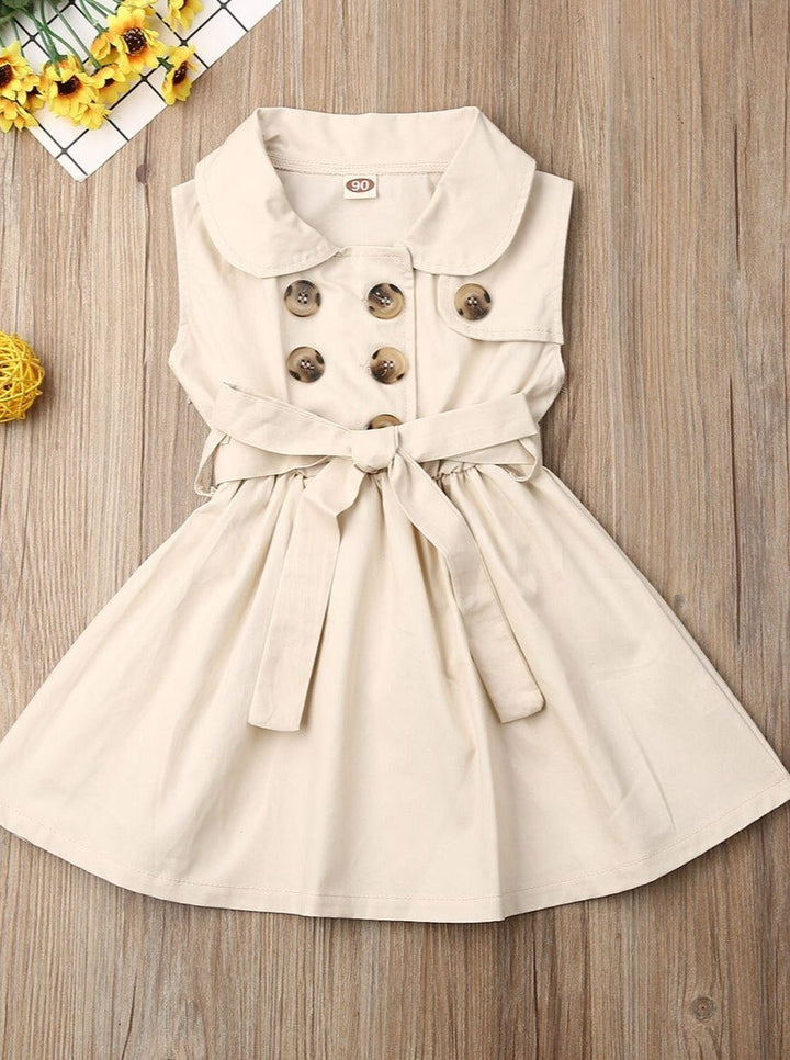 How Timeless Belted Trench Dress - Mia Belle Girls