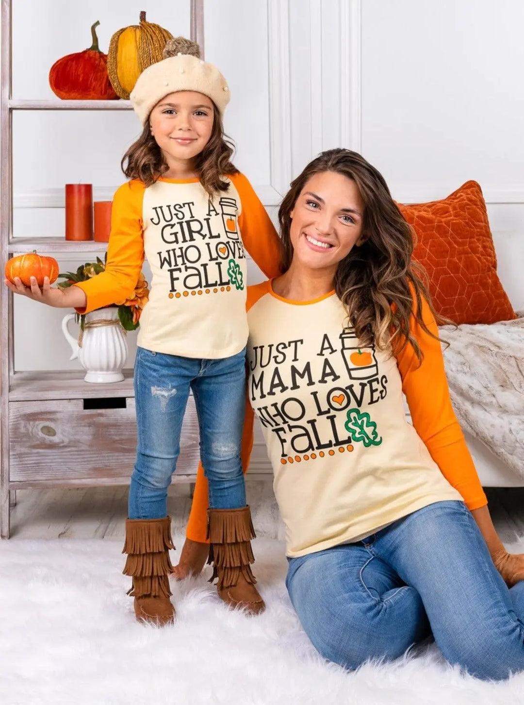 Mommy and Me Matching Tops | Love Fall Raglan Tops | Mia Belle Girls 