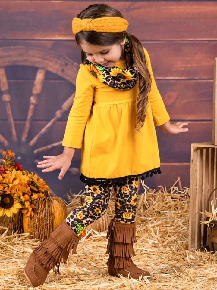 Girls Fall Outfits | Tunic, Leggings, & Scarf Set - Mia Belle Girls