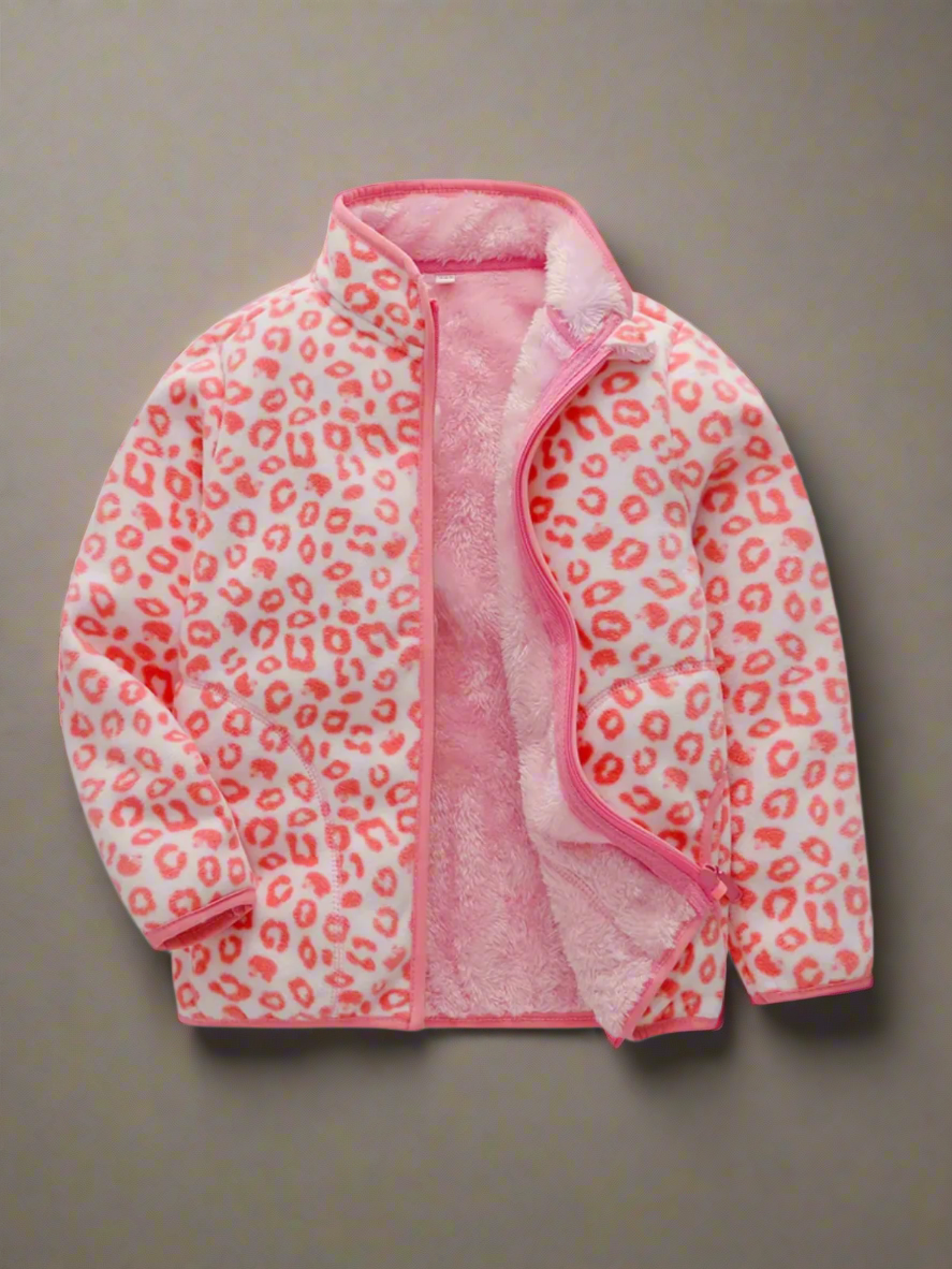Leopard Print Cute & Warm Fleece Jacket Mia Belle Girls