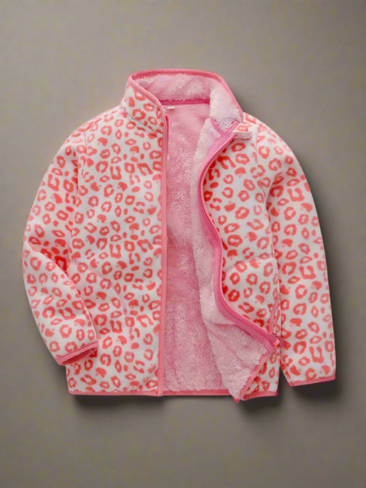 Leopard Print Cute & Warm Fleece Jacket Mia Belle Girls