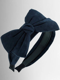Girls Navy Velvet Bow Headband