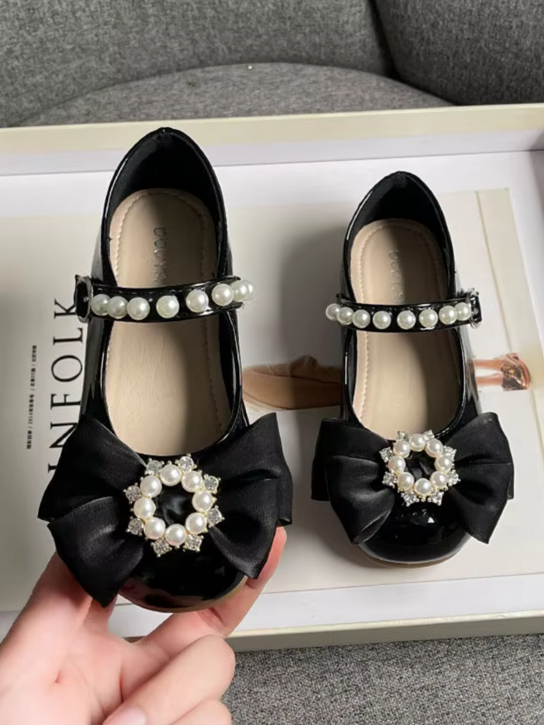 Holiday Princess Pearl-Embellished Mary Jane Shoes
