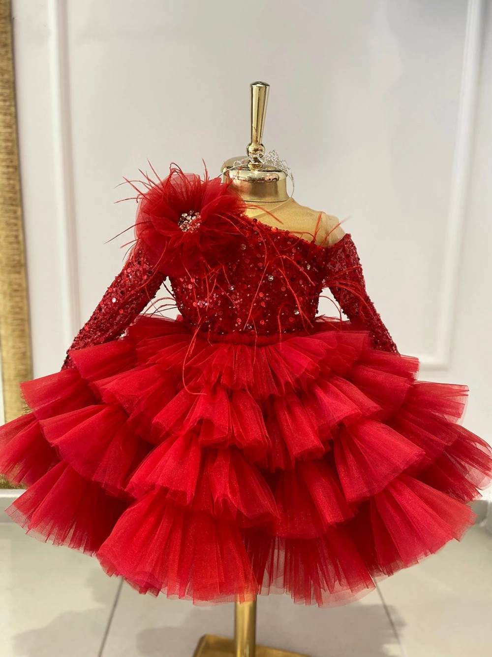 Mia Belle Girls Sequin Tiered Tutu Dress | Girls Formal