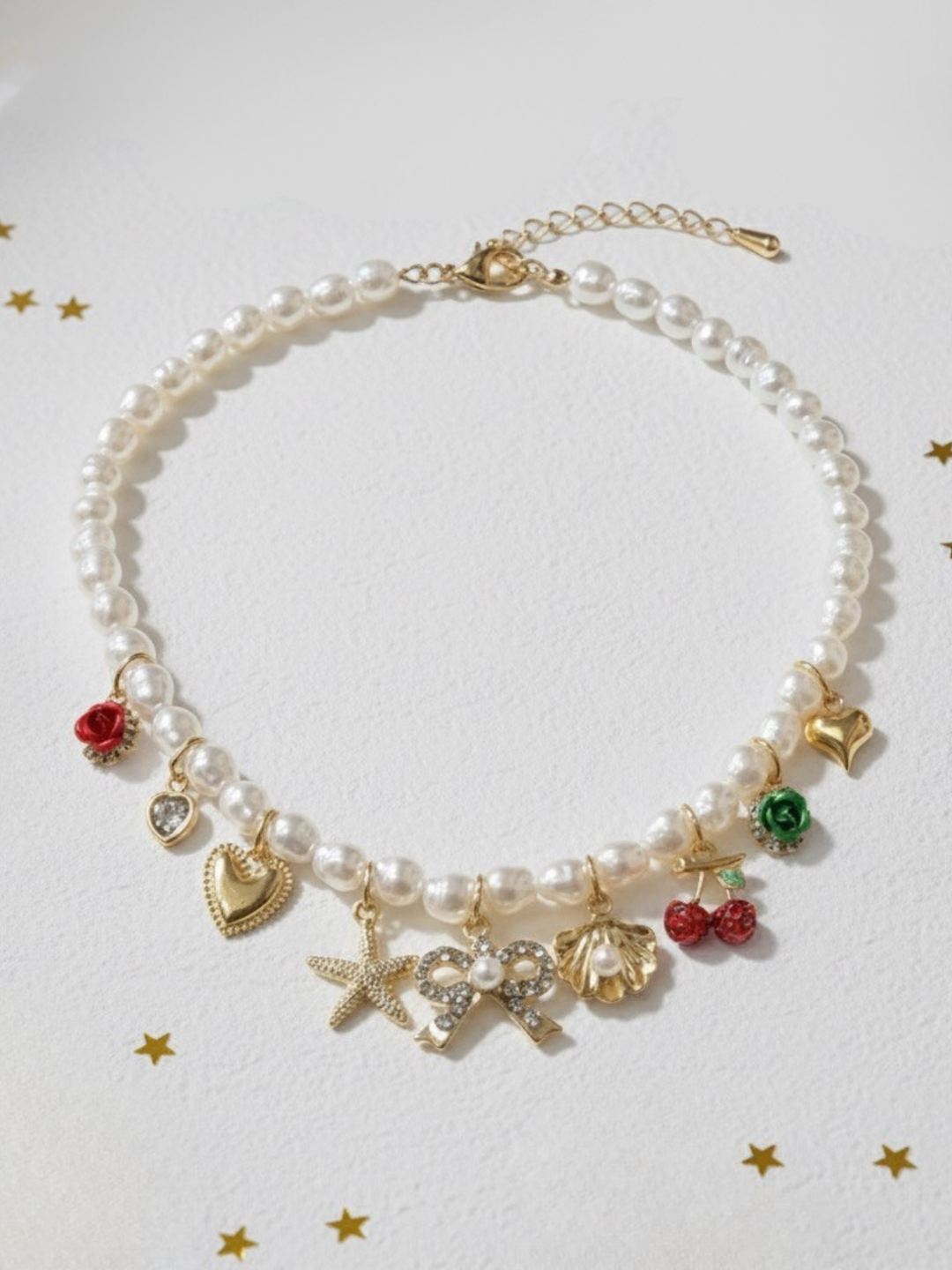 Charmed & Chic Pearl Bead Charm Necklace