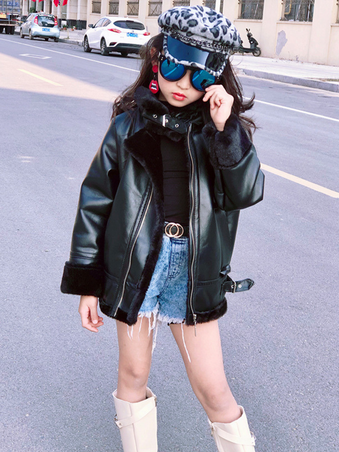 Mia Belle Girls Fleece Lined Vegan Leather Jacket | Winter Jackets