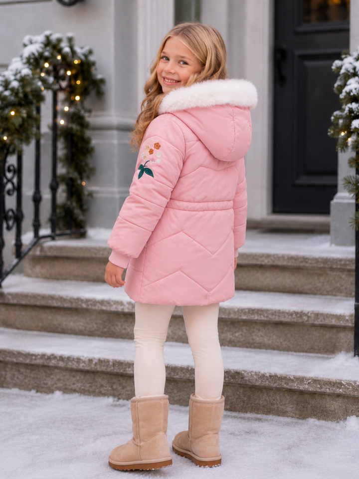 Girls Fur Hooded Jacket