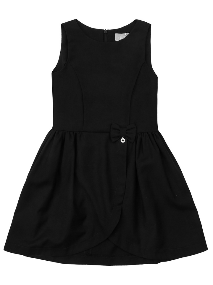 Classic Black Bow Accent A-Line Dress by Kids Couture Mia Belle Girls