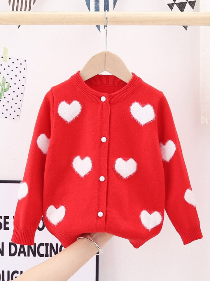 Mia Belle Girls Heart Knit Cardigan | Girls Cozy Fall