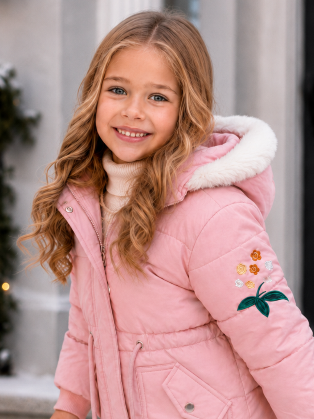Girls Fur Hooded Jacket