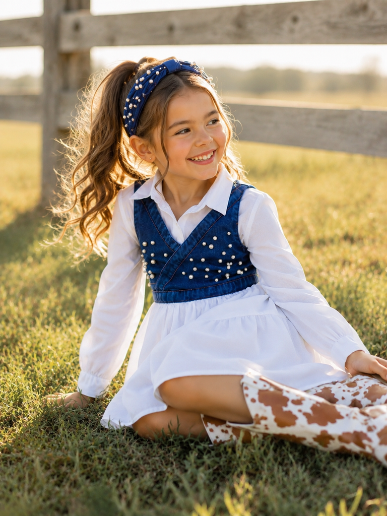 Delicate Dream Dress And Denim Vest Set