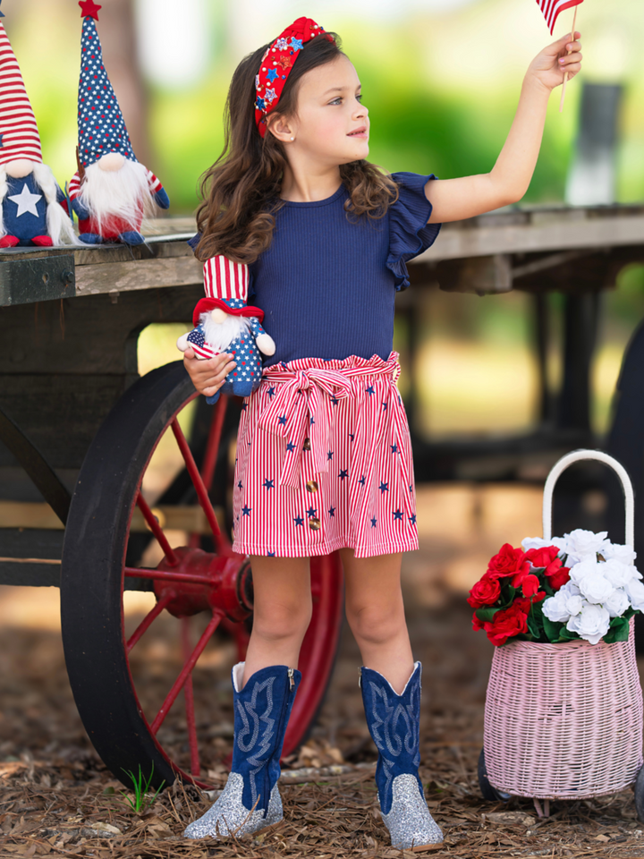 All-American Star Spangled Flutter Top and Skirt Set
