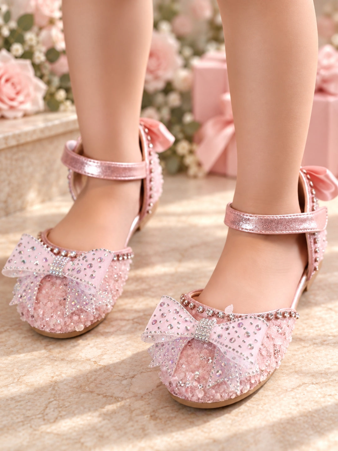 Jeweled Princess Ankle Strap Flats By Liv and Mia
