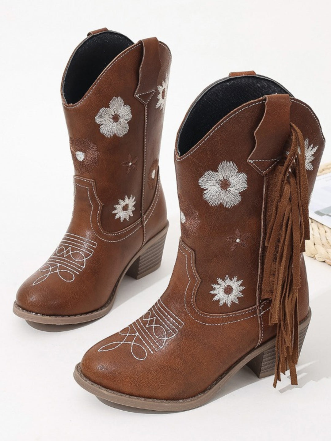 Girls Floral Embroidered Cowboy Boots