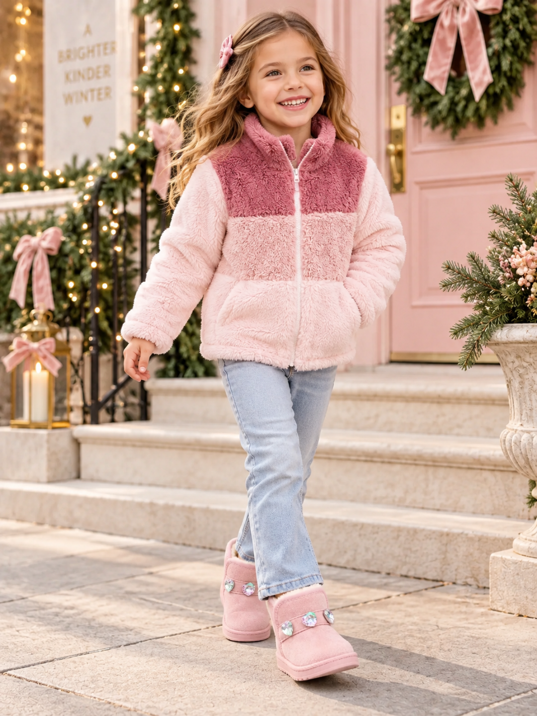 Pretty in Plush Pink Colorblock Sherpa Jacket