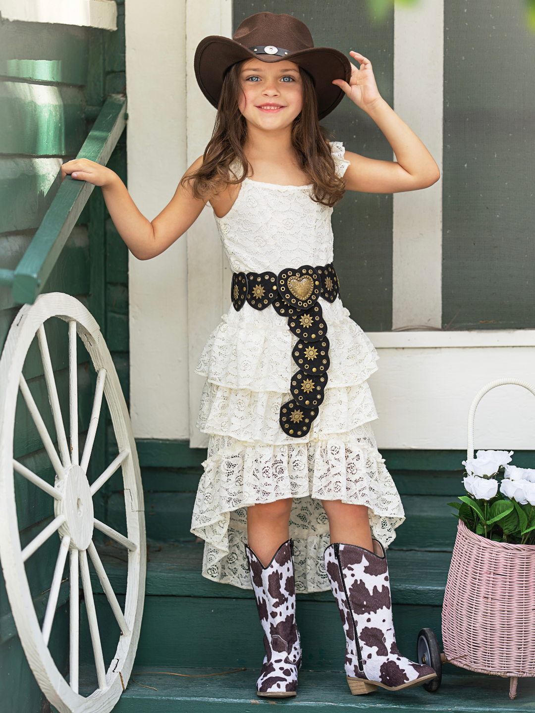 Ivory Blossom Lace Ruffle Top & Skirt Set