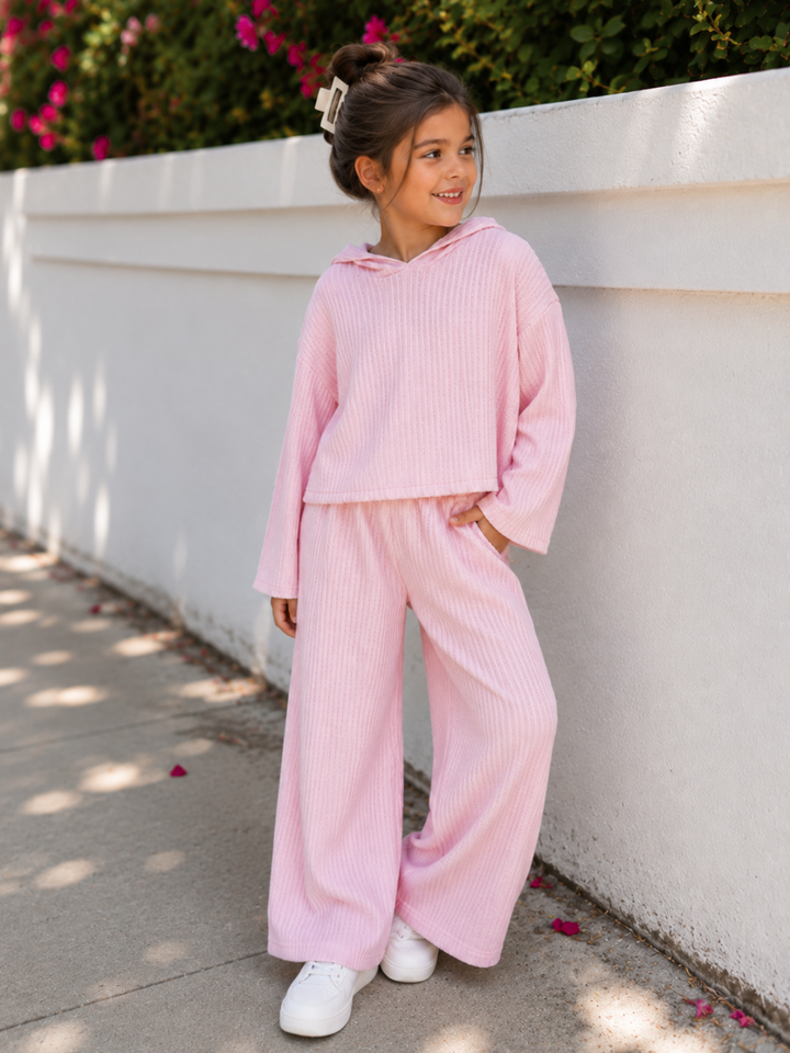 Sweet Comfort Pink Waffle Knit Top and Pant Set