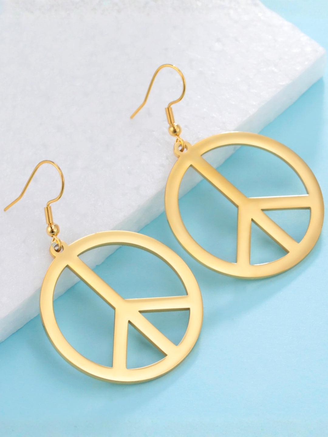 Gold Peace Sign Earrings