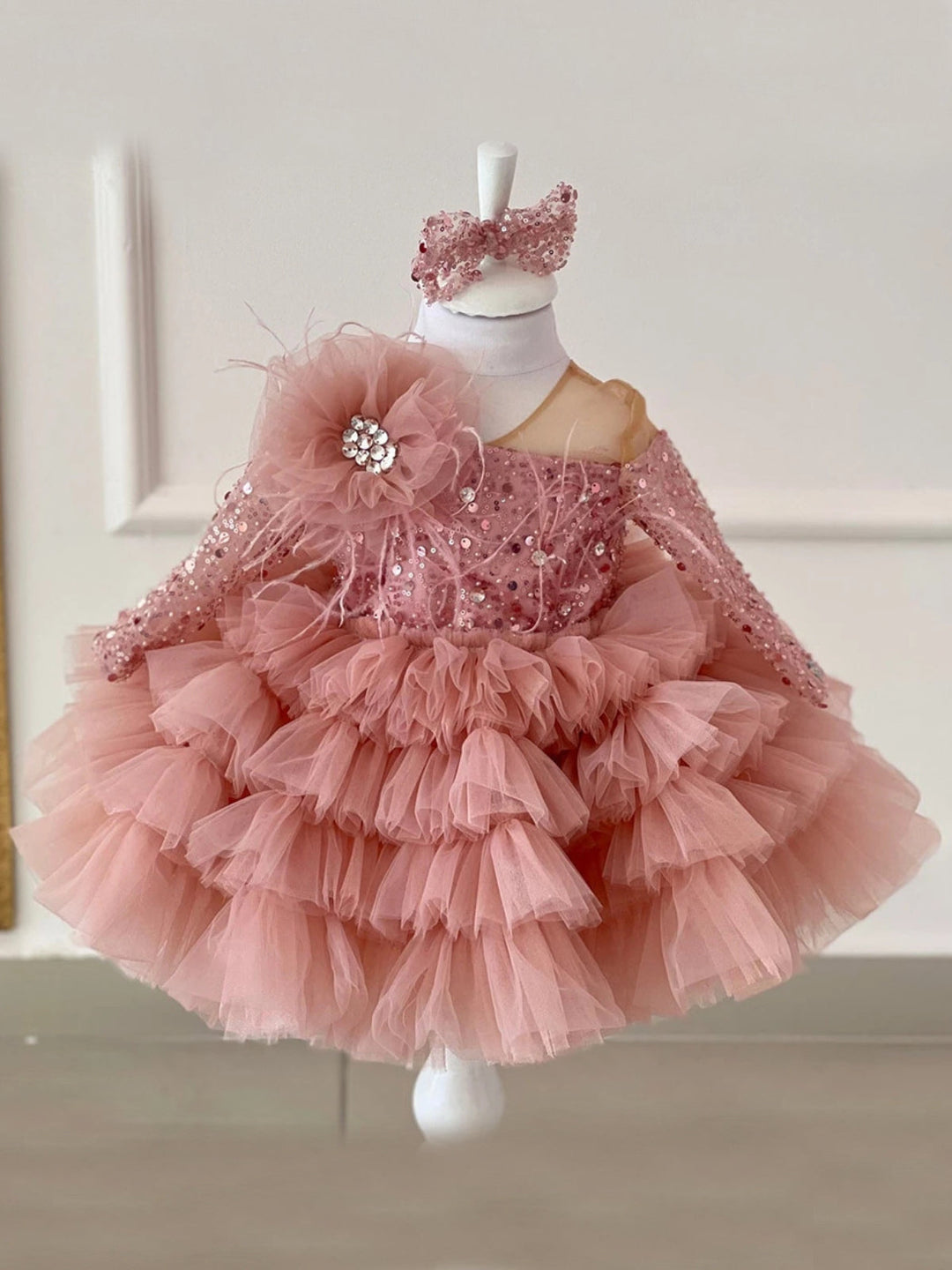 Mia Belle Girls Sequin Tiered Tutu Dress | Girls Formal
