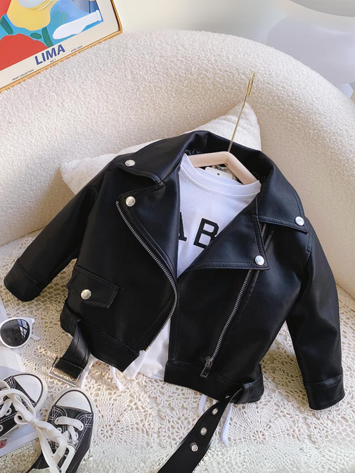 Girls Trendy Faux Leather Biker Jacket Mia Belle Girls