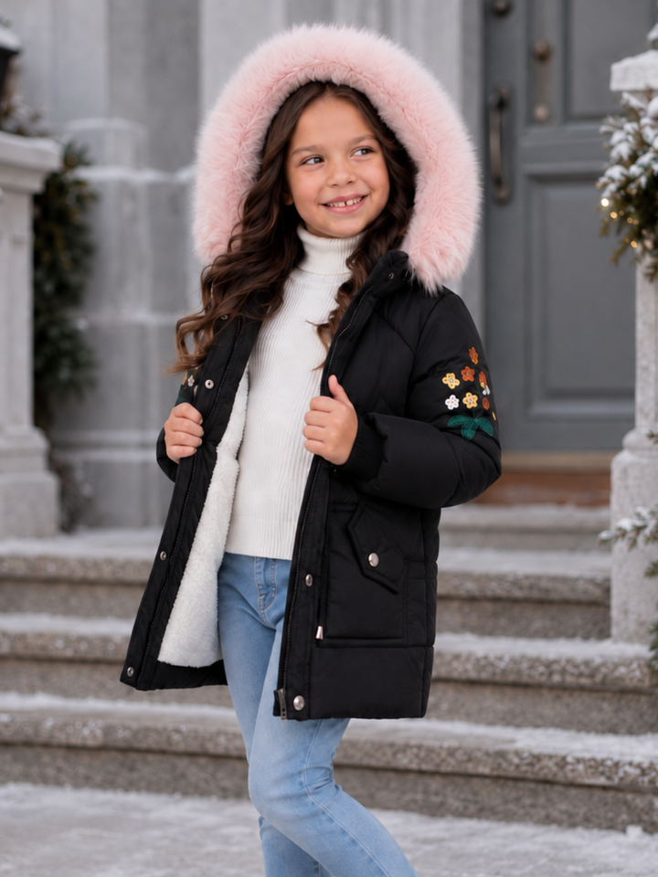 Girls Fur Hooded Jacket