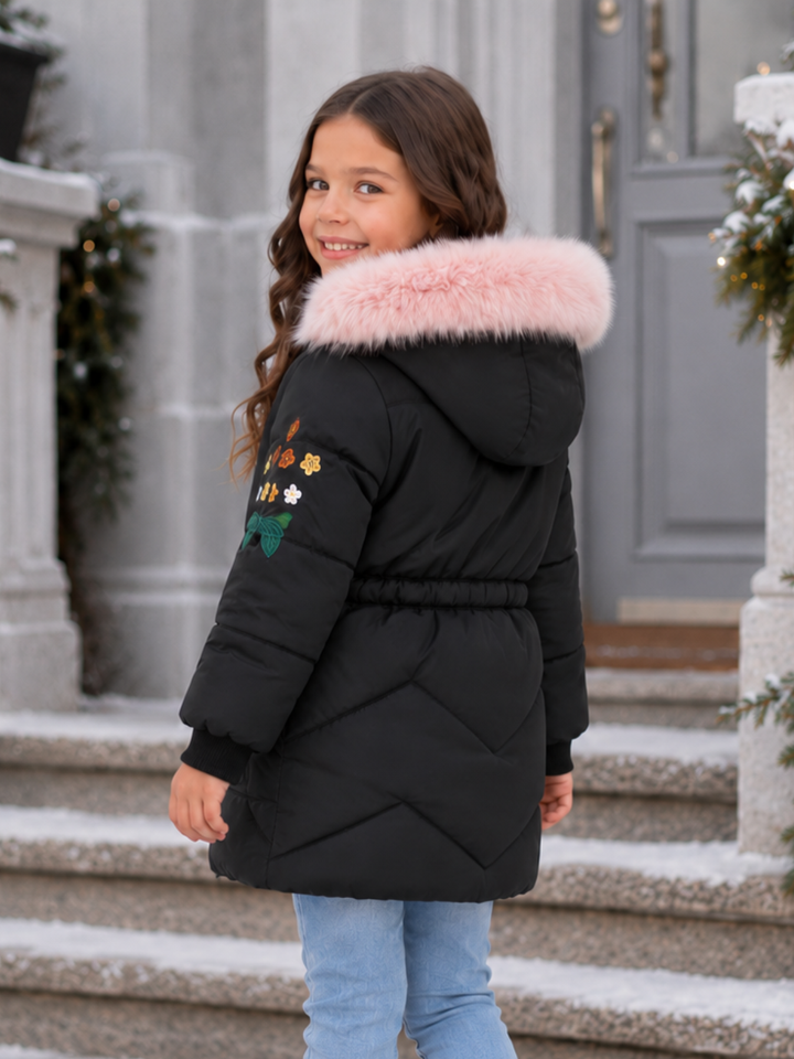 Girls Fur Hooded Jacket