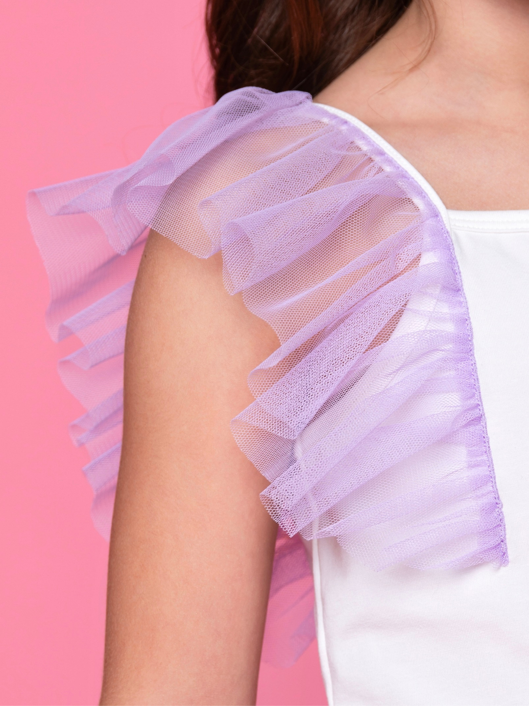 Sheer layered sleeve detail on girls dressy outfit